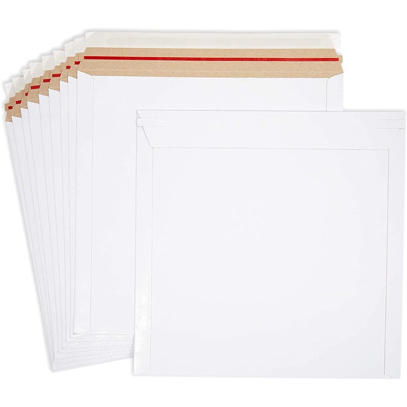 Juvale White Rigid Mailing Envelopes, Stay Flat Mailers (12.5 x 12.5 Inches, 100 Pack) - Image 1